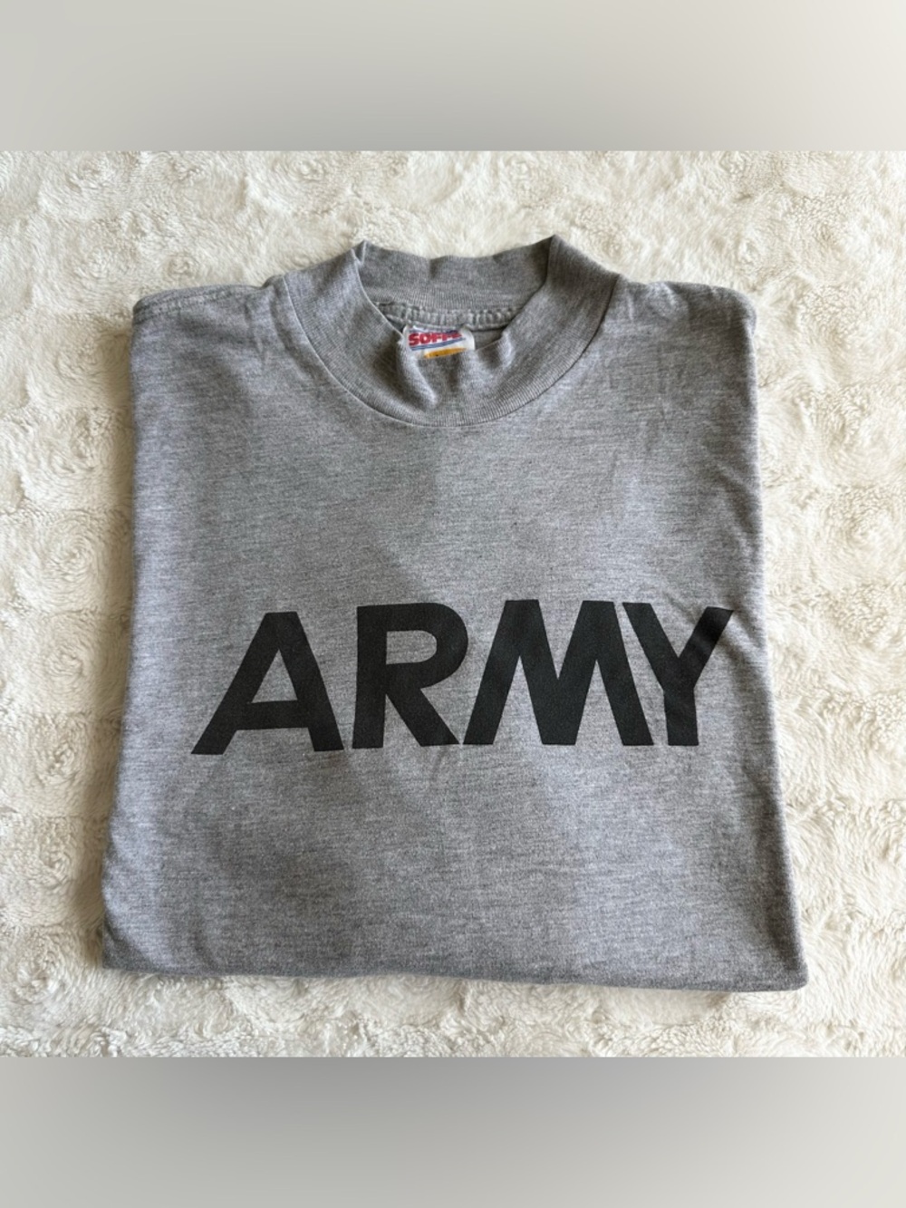 Vintage Army Shirt Tee Mens XL Gray Military Soffe 80s Long Sleeve Mock Neck USA